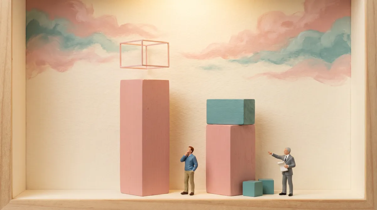 Stacked blocks suggesting valuation assumptions versus market reality