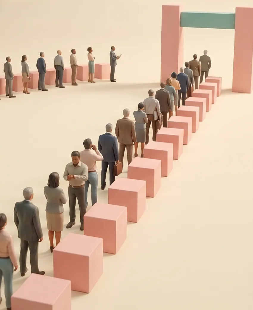 Strategic chess-like movement across a boardroom surface
